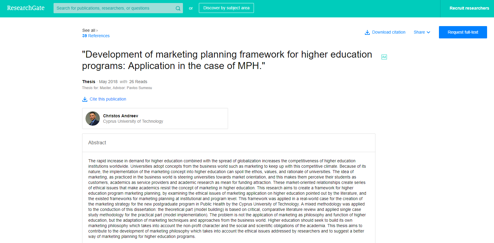 Master thesis marketing plan